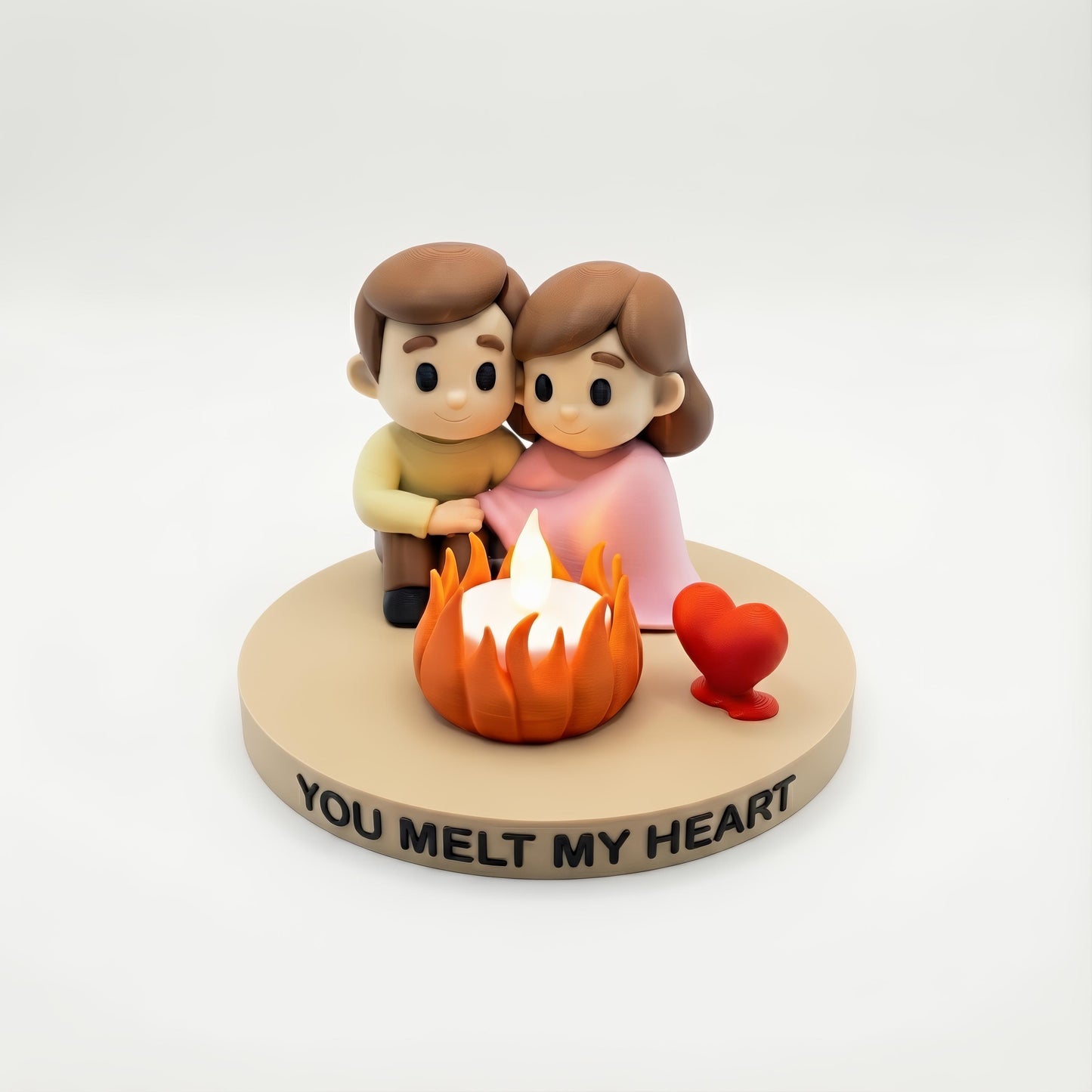 Gepersonaliseerd Kampvuur Koppel LED Waxinelichthouder “You Melt My Heart” – Romantisch Valentijnscadeau