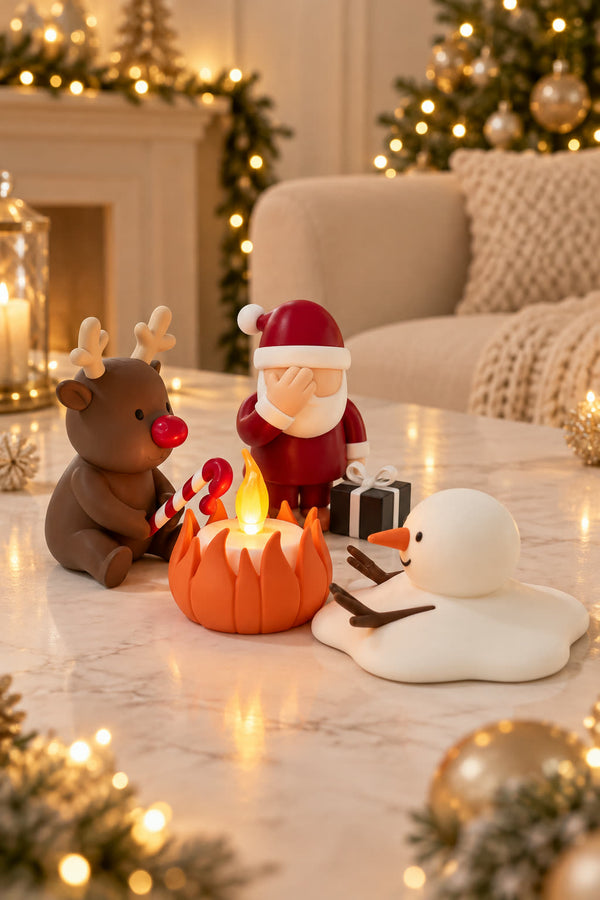 Christmas Campfire-set van Yafico, sfeer: champagne en ivoor