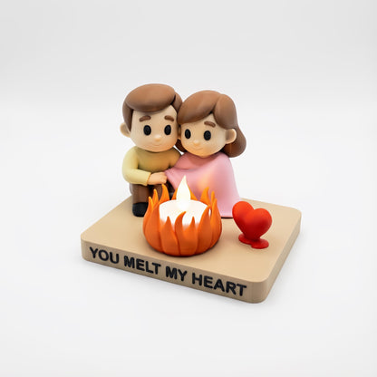 Gepersonaliseerd Kampvuur Koppel LED Waxinelichthouder “You Melt My Heart” – Romantisch Valentijnscadeau