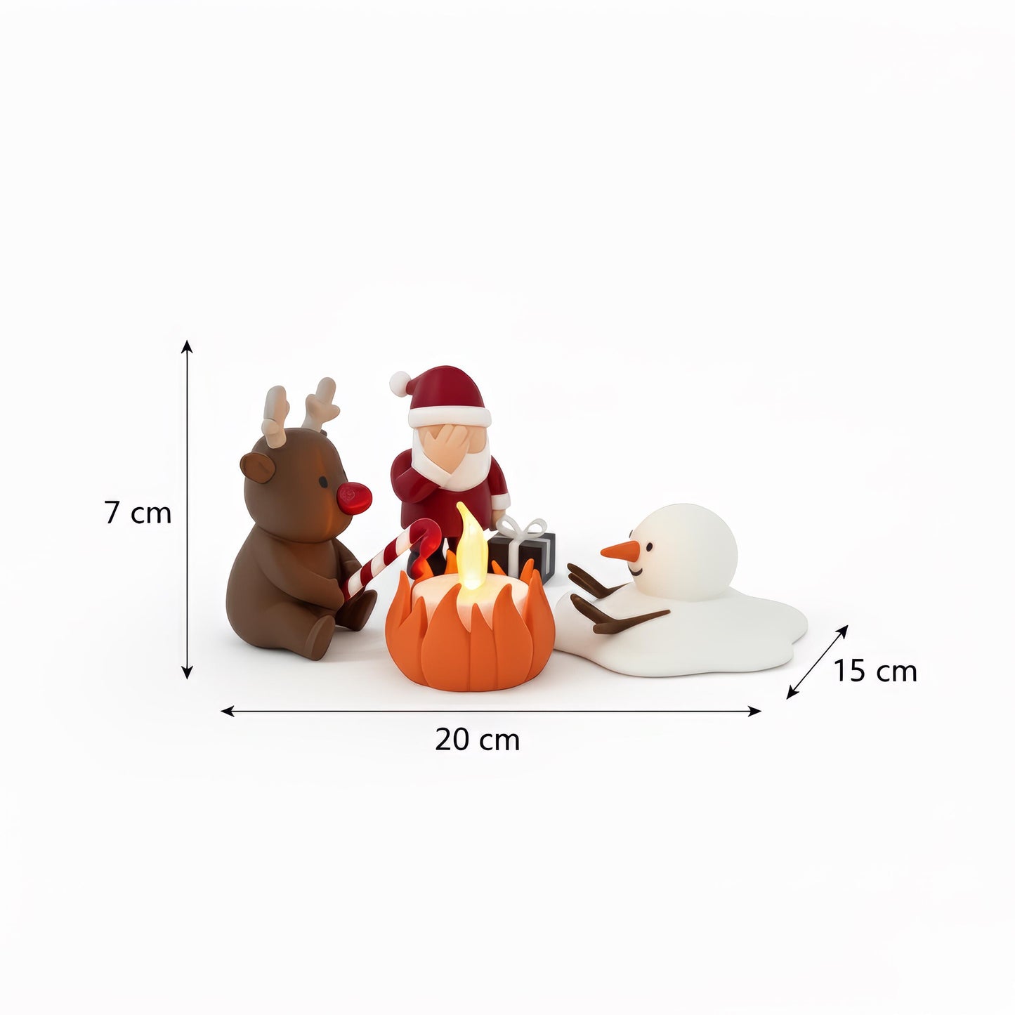 Kerstdecoratie miniatuur LED kerstkampvuur met kerstman rendier en smeltende sneeuwpop | grappig kerstcadeau | kerst tafeldecoratie