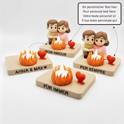 Gepersonaliseerd Kampvuur Koppel LED Waxinelichthouder “You Melt My Heart” – Romantisch Valentijnscadeau