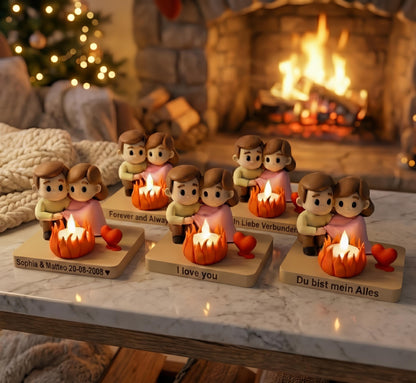 Gepersonaliseerd Kampvuur Koppel LED Waxinelichthouder “You Melt My Heart” – Romantisch Valentijnscadeau