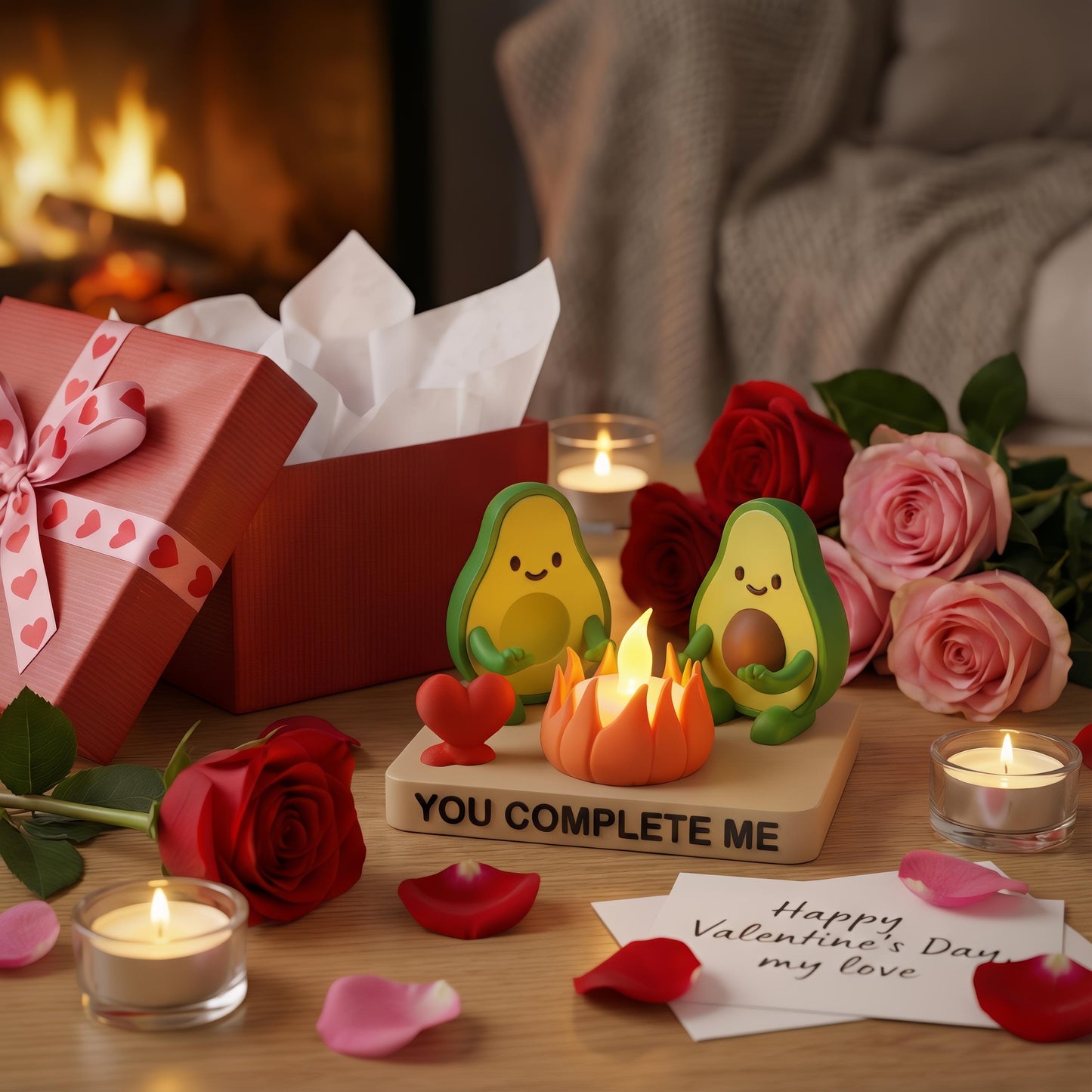 Gepersonaliseerde Avocado Waxinelichthouder voor Stellen - Uniek Valentijn Cadeau voor Haar en Hem - Gezellige Woondecoratie