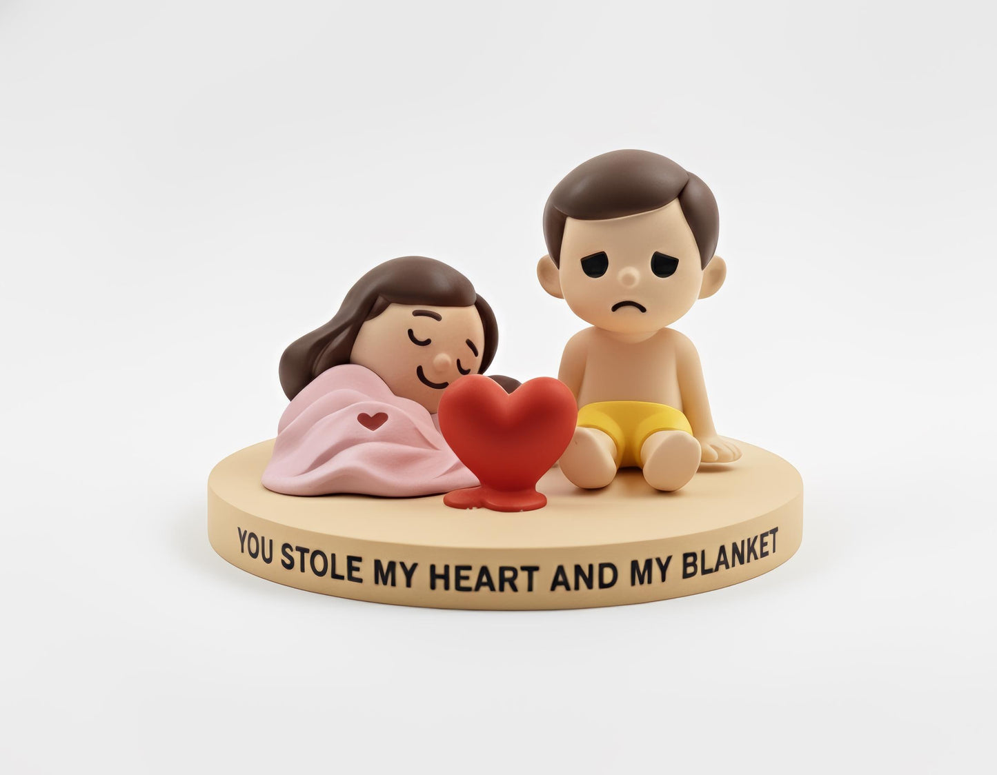 Schattig Bed Beeldje voor Koppels, Samen Slapen Onder één Deken, Grappig Liefdescadeau