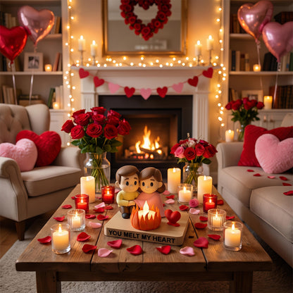 Gepersonaliseerd Kampvuur Koppel LED Waxinelichthouder “You Melt My Heart” – Romantisch Valentijnscadeau