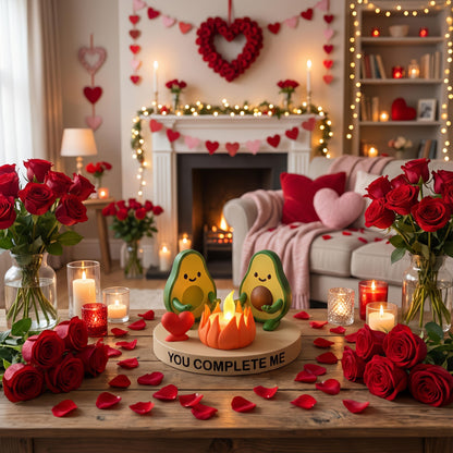 Gepersonaliseerde Avocado Waxinelichthouder voor Stellen - Uniek Valentijn Cadeau voor Haar en Hem - Gezellige Woondecoratie