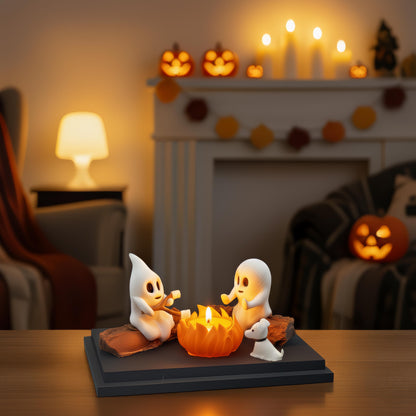Halloween Spook Kampvuur Decoratie met LED Licht | Schattige Geest Beeldjes | Unieke Herfst & Halloween Tafeldecoratie