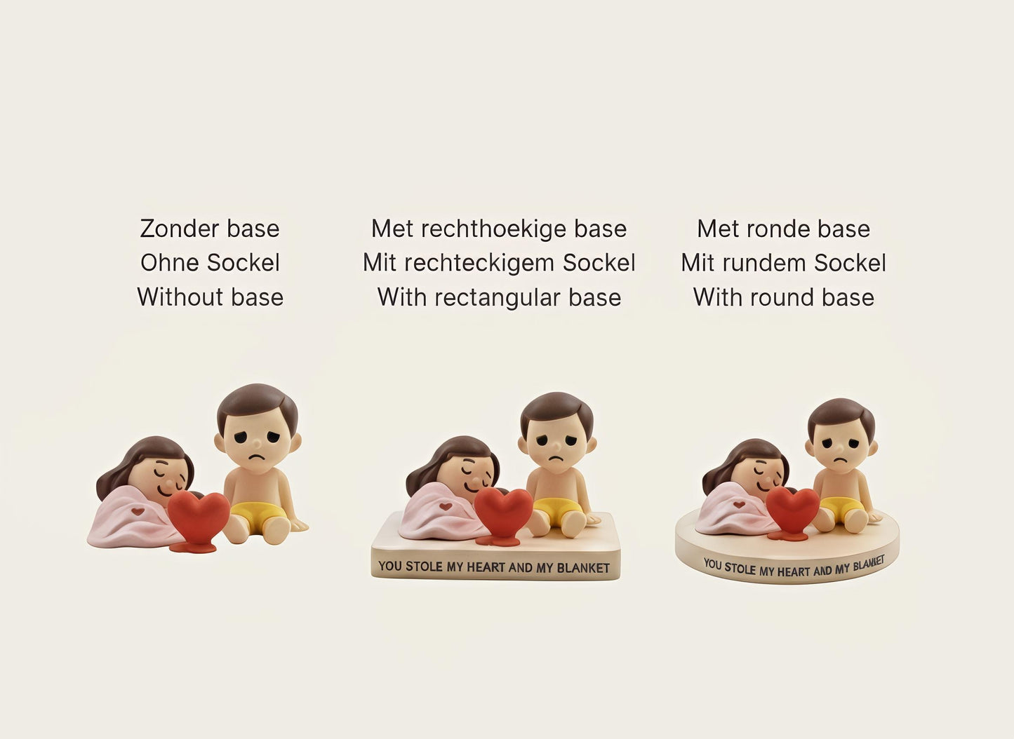 Schattig Bed Beeldje voor Koppels, Samen Slapen Onder één Deken, Grappig Liefdescadeau