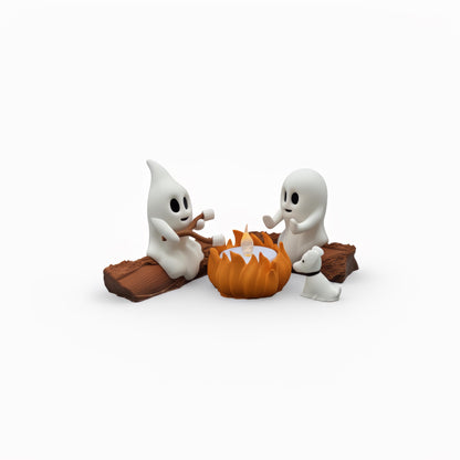 Halloween Spook Kampvuur Decoratie met LED Licht | Schattige Geest Beeldjes | Unieke Herfst & Halloween Tafeldecoratie