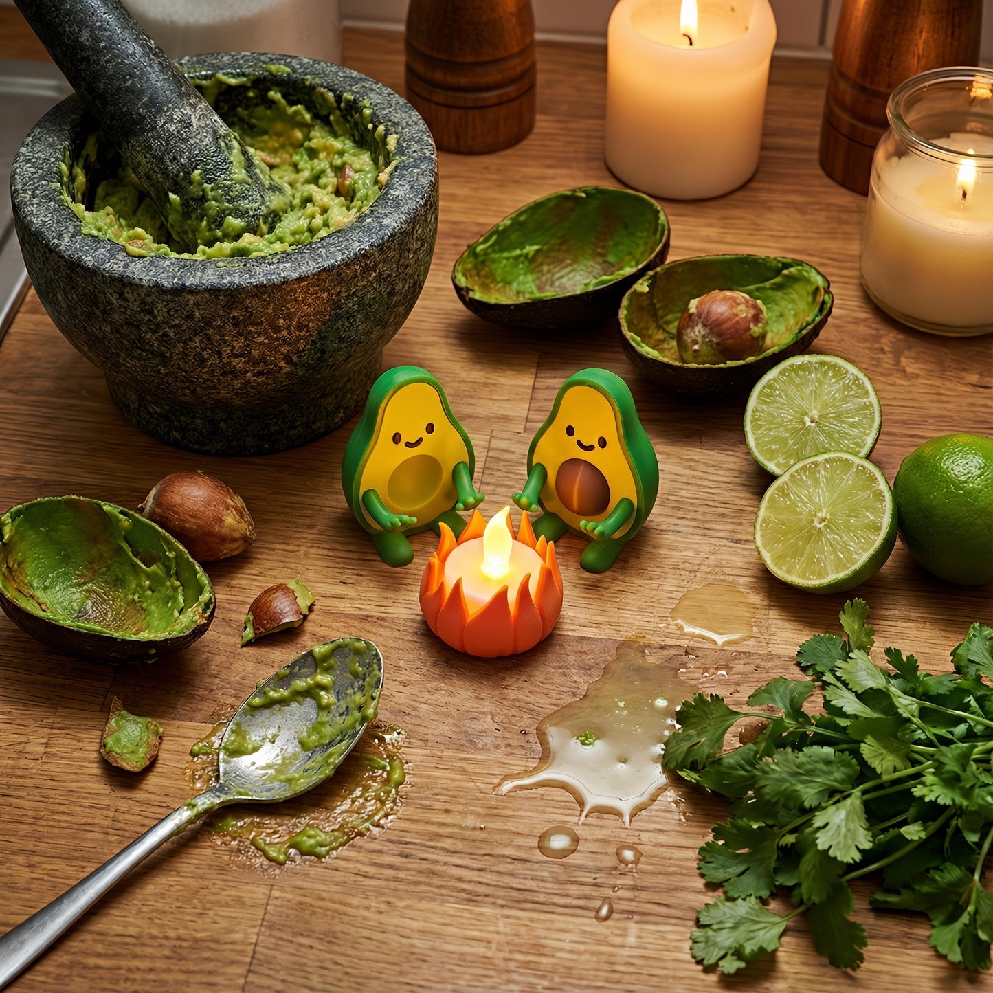 Gepersonaliseerde Avocado Waxinelichthouder voor Stellen - Uniek Valentijn Cadeau voor Haar en Hem - Gezellige Woondecoratie