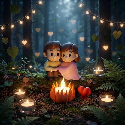 Gepersonaliseerd Kampvuur Koppel LED Waxinelichthouder “You Melt My Heart” – Romantisch Valentijnscadeau