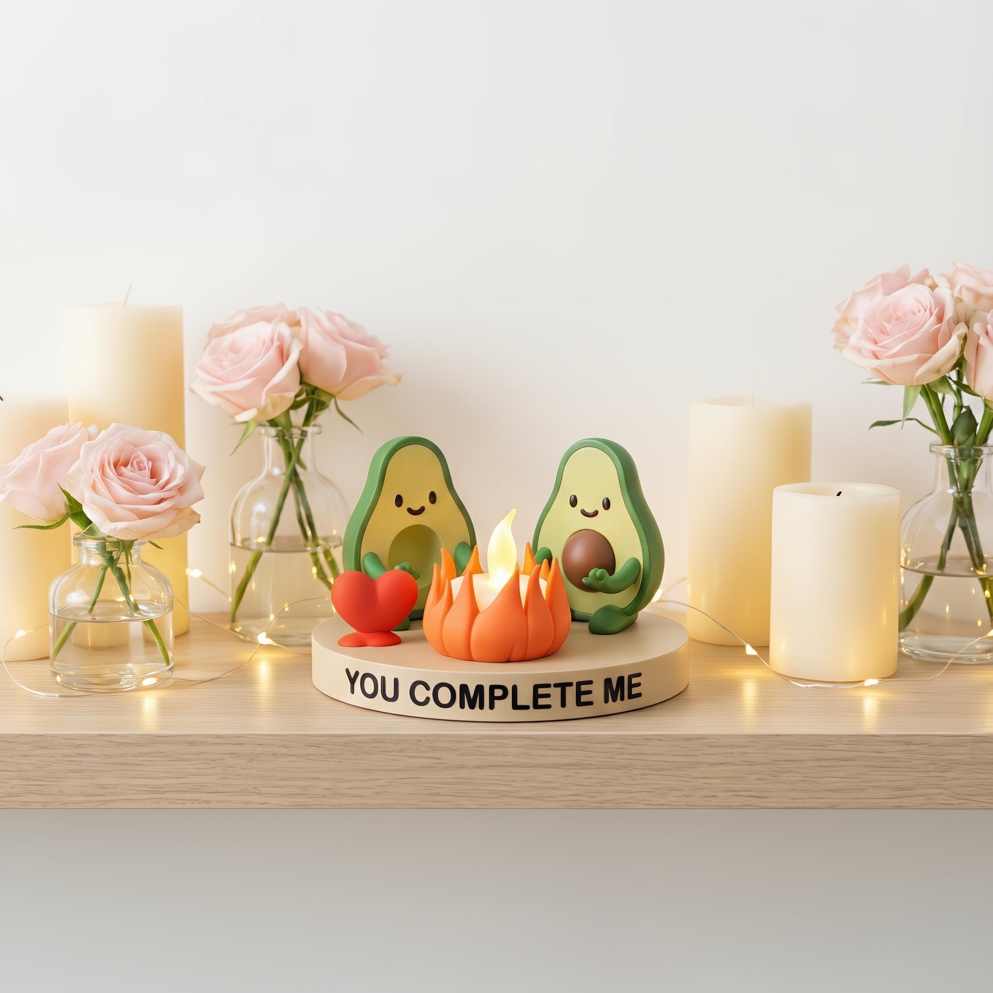 Gepersonaliseerde Avocado Waxinelichthouder voor Stellen - Uniek Valentijn Cadeau voor Haar en Hem - Gezellige Woondecoratie