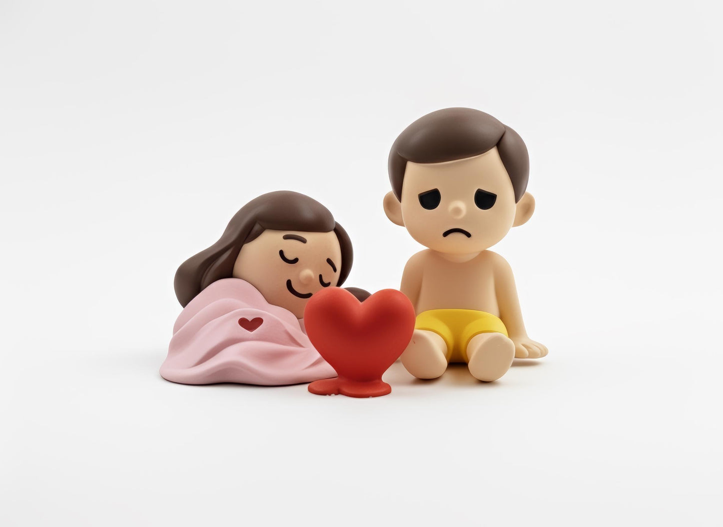 Schattig Bed Beeldje voor Koppels, Samen Slapen Onder één Deken, Grappig Liefdescadeau