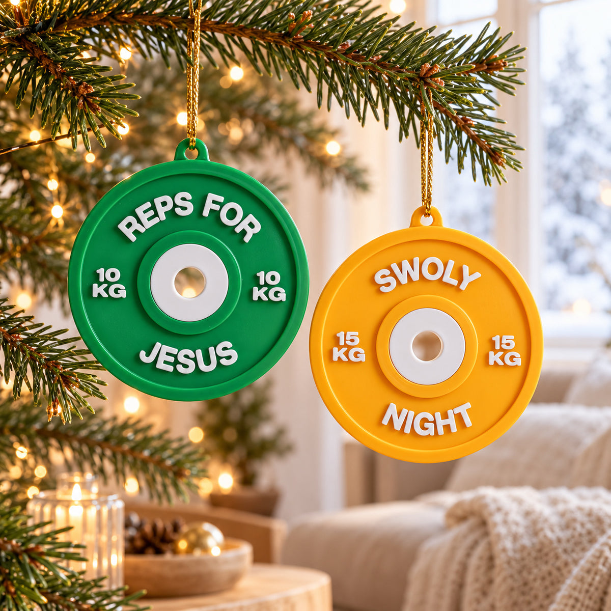 Fitness Kerstballen – set van 4 gewichtschijven