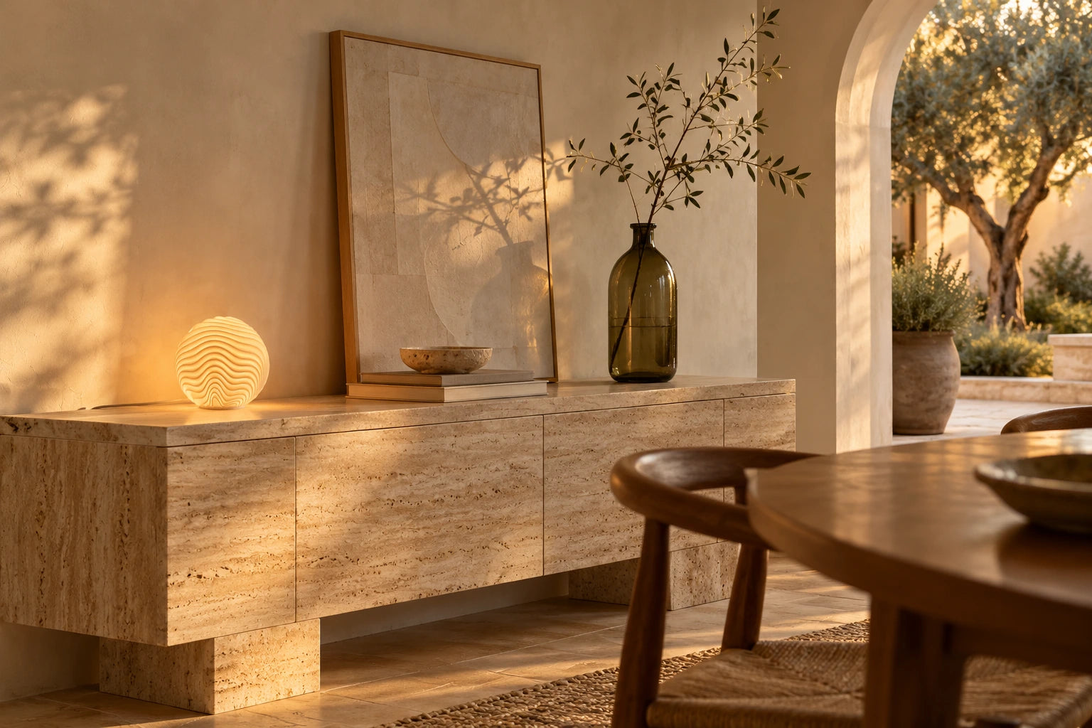 Een lichtobject op een dressoir