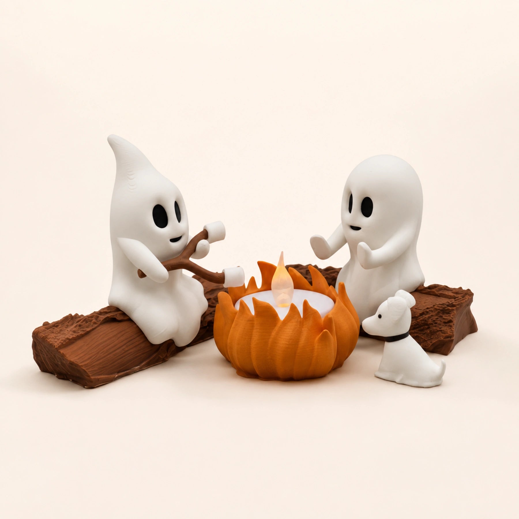 Ghost Campfire Halloween decoratie met twee spookjes rond een verlicht kampvuur