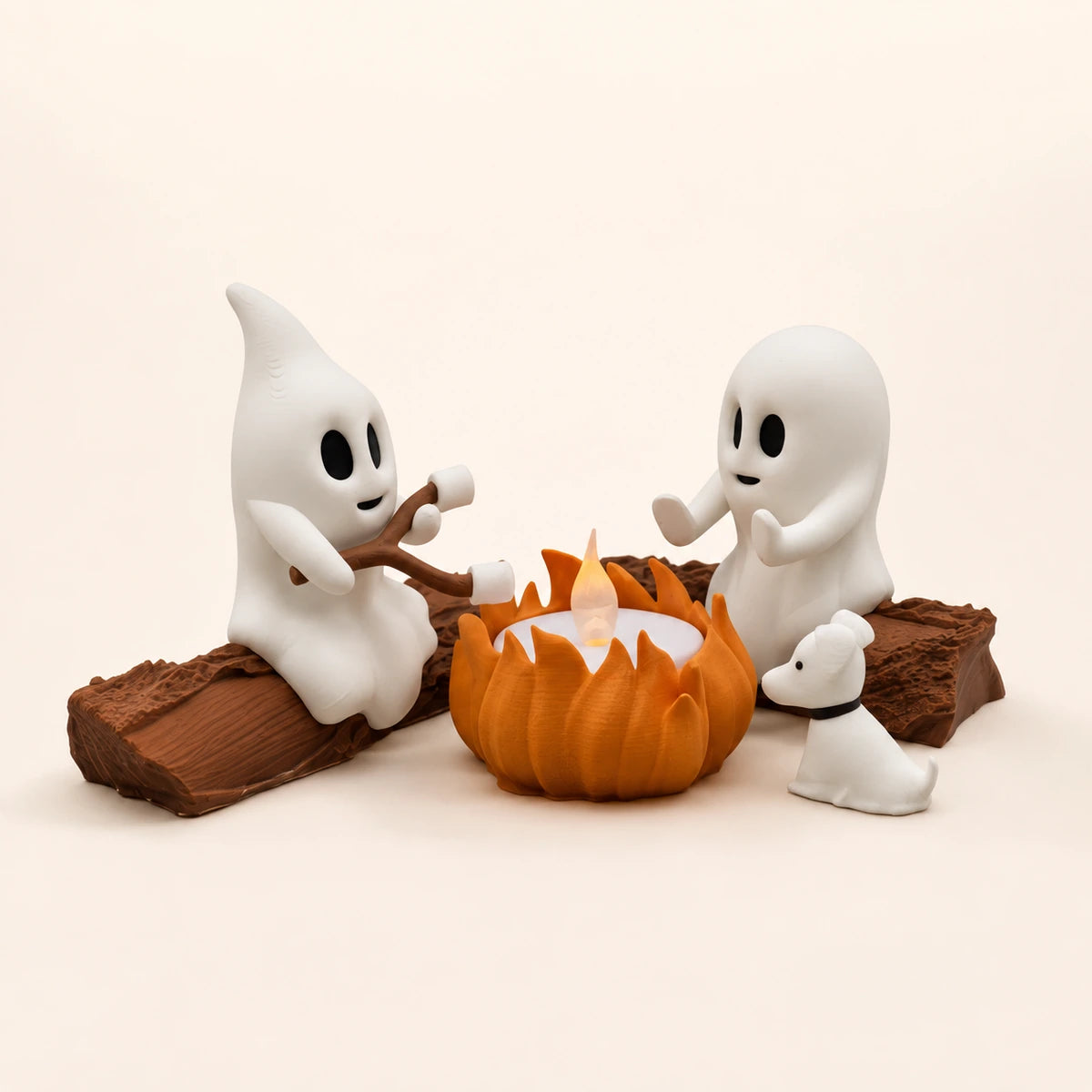 Ghost Campfire Halloween decoratie met twee spookjes rond een verlicht kampvuur